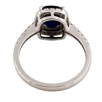 18ct white gold Sapphire/Diamond Cluster Ring size L